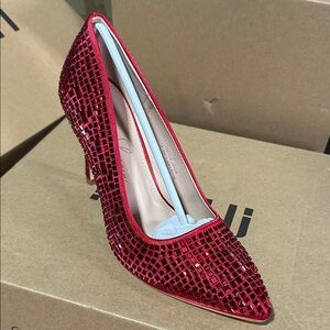 Elegant Red Sequin Women's Heel